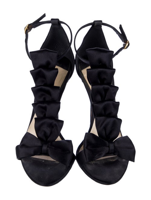 Olgana Paris Satin Bow Accents T-Strap Sandals
