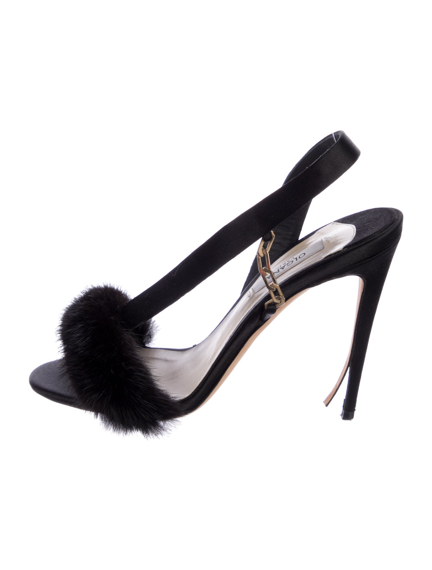 Olgana Paris Satin Chain-Link Accents Slingback Sandals