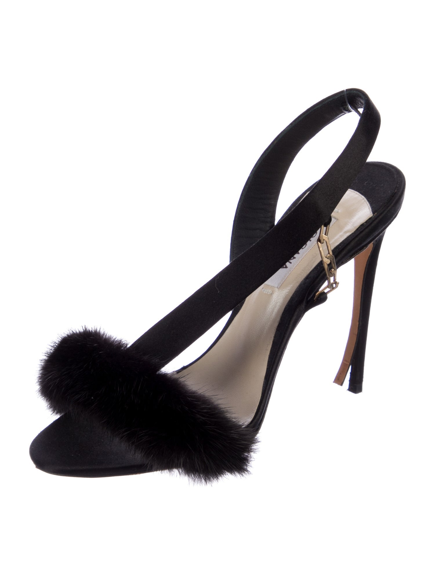 Olgana Paris Satin Chain-Link Accents Slingback Sandals