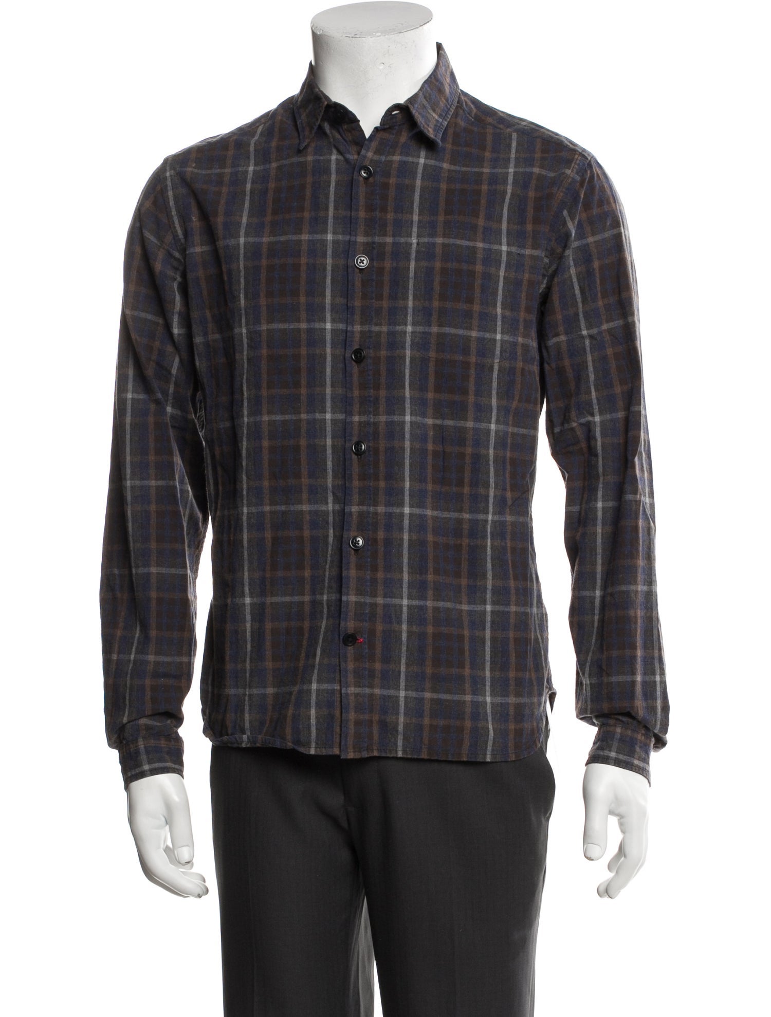 Oliver Spencer Plaid Print Long Sleeve Shirt