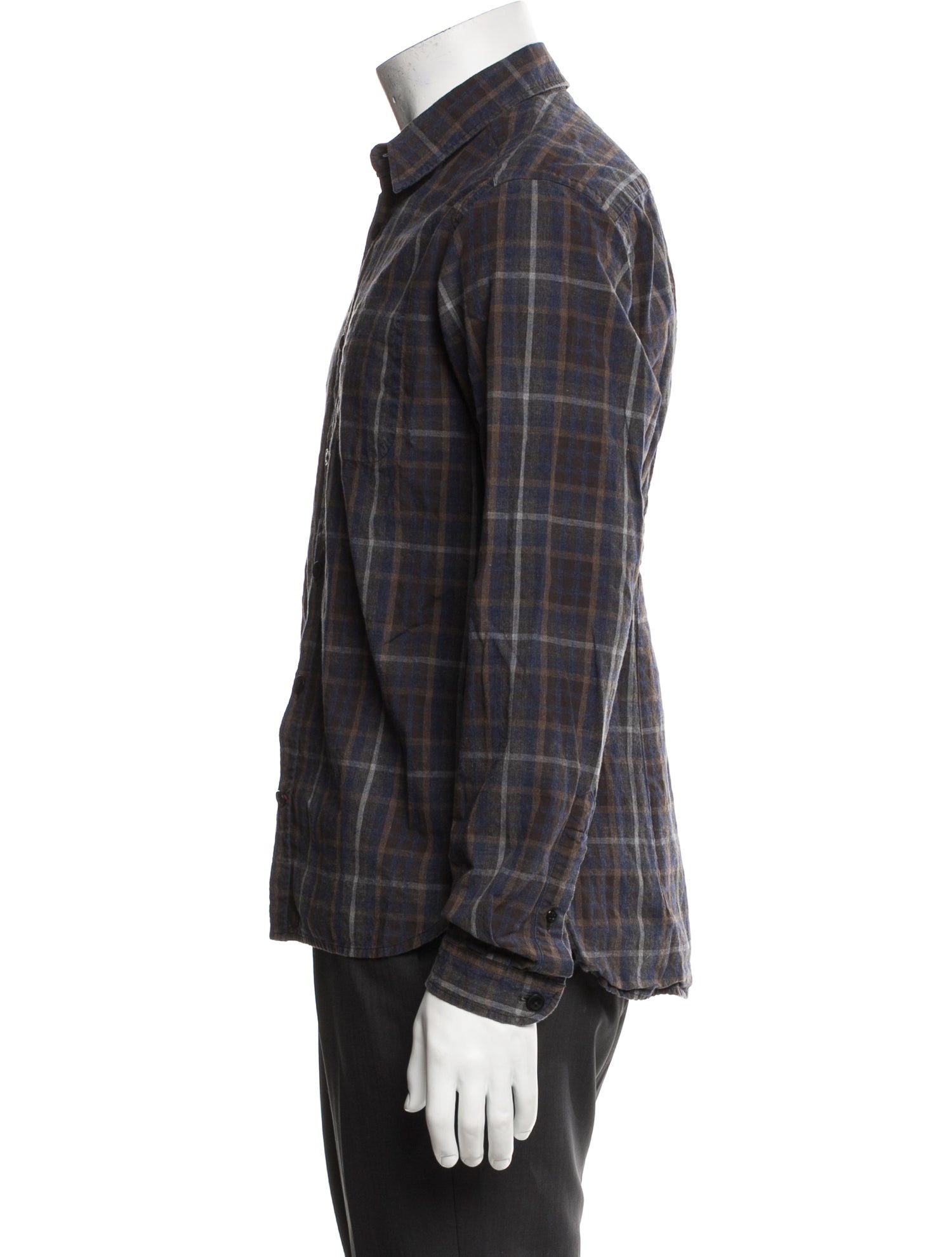 Oliver Spencer Plaid Print Long Sleeve Shirt