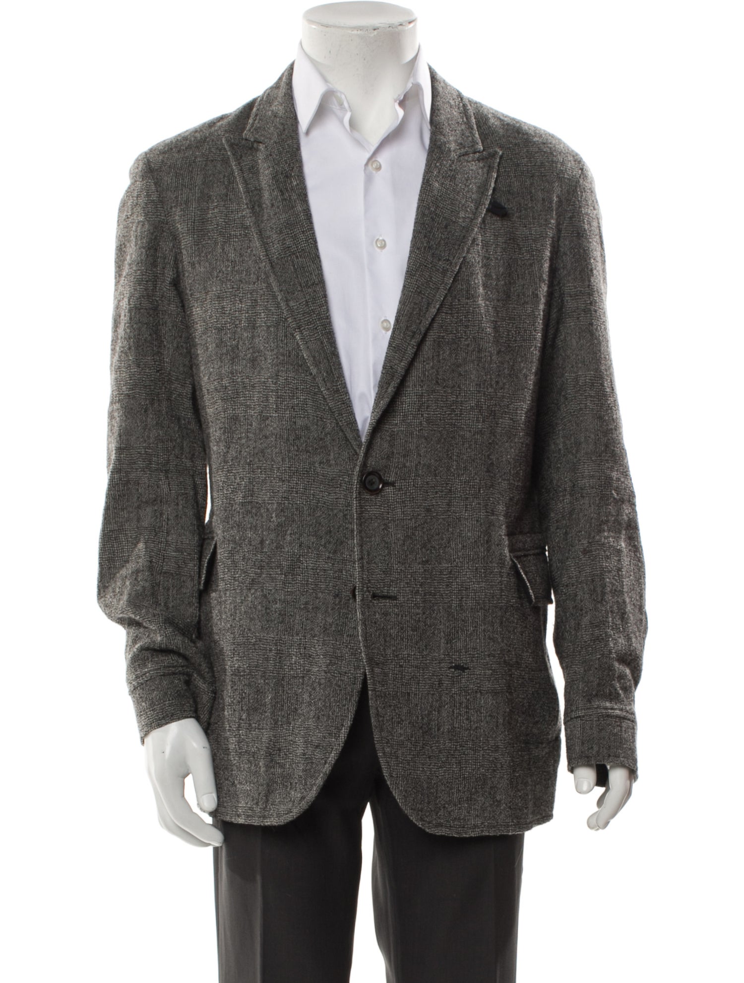 Oliver Spencer Virgin Wool Plaid Print Blazer