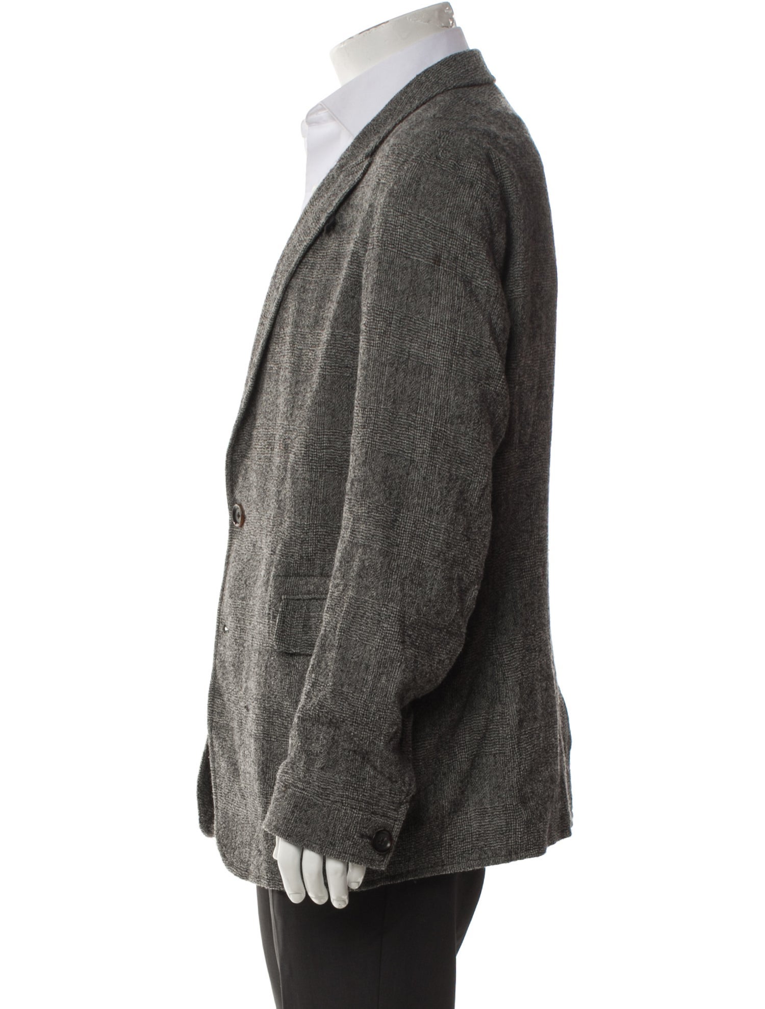 Oliver Spencer Virgin Wool Plaid Print Blazer