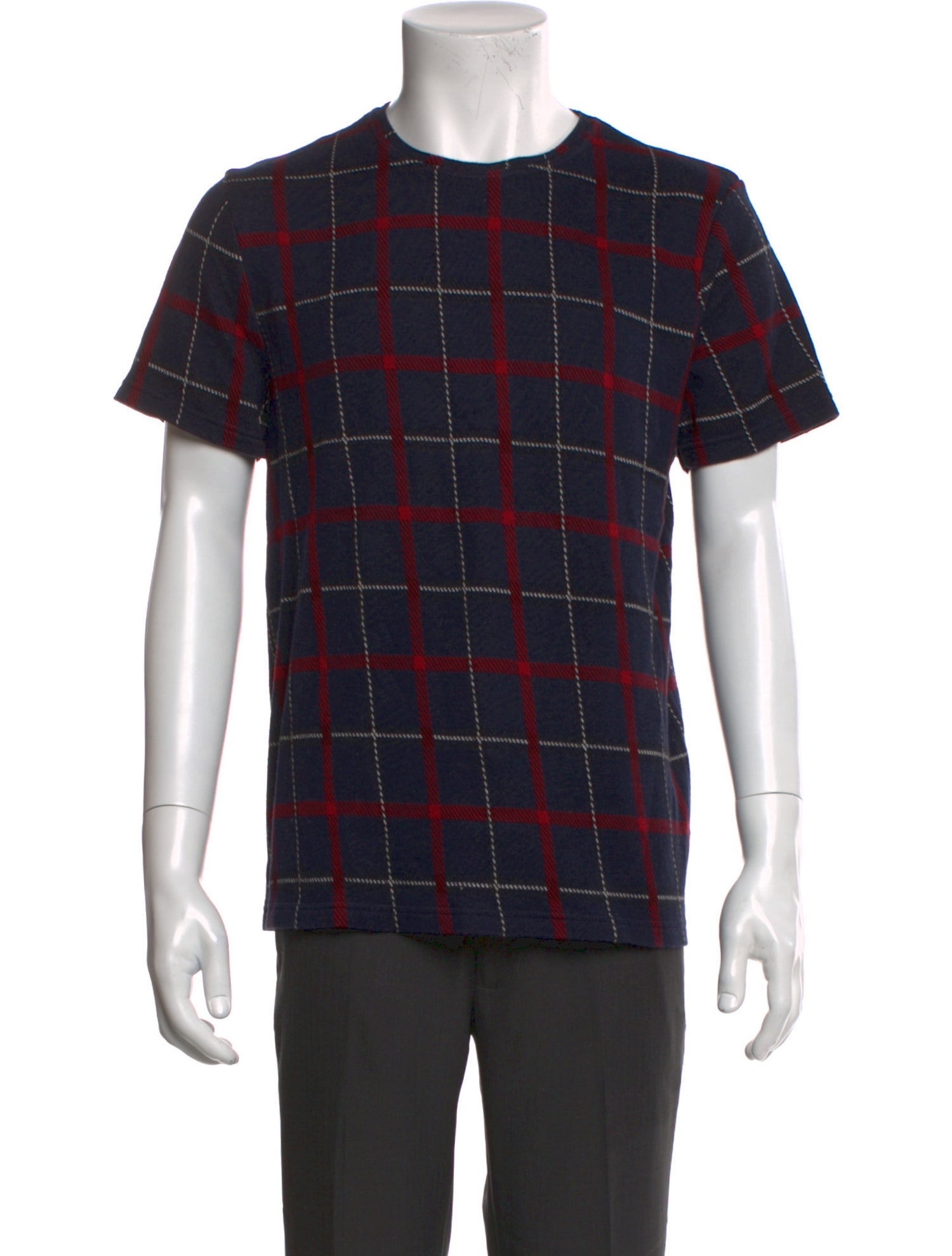 Oliver Spencer Plaid Print Crew Neck T-Shirt