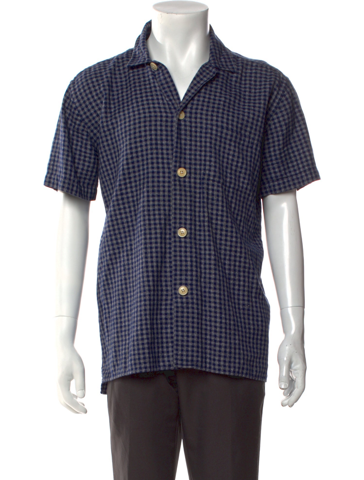 Oliver Spencer Plaid Print Short Sleeve Shirt