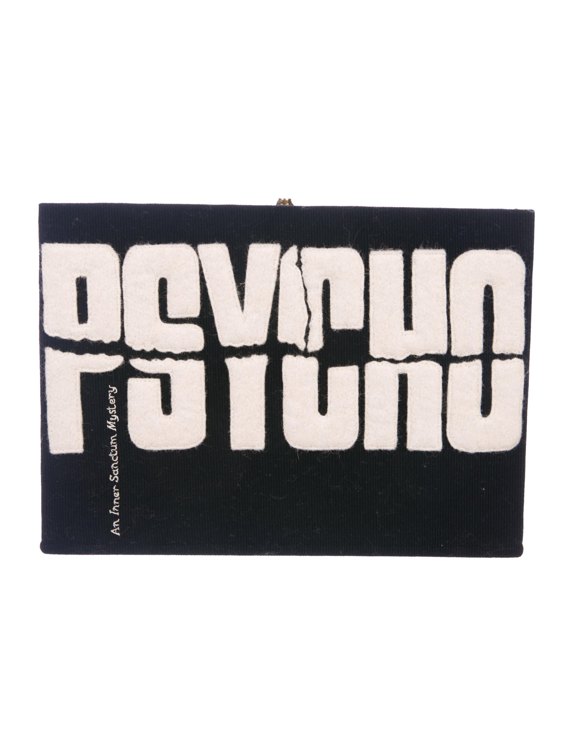 Olympia Le-Tan Psycho Embroidered Book Clutch - Black Clutches