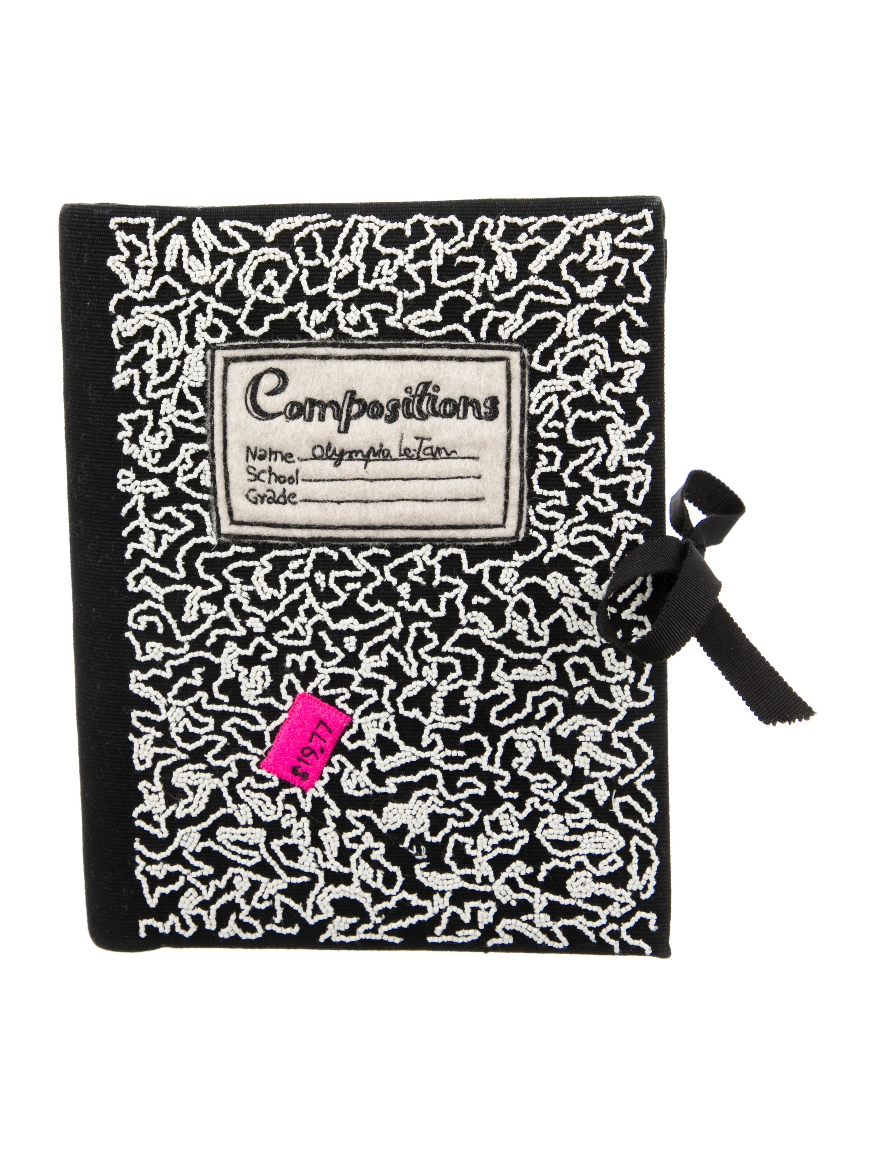 Olympia Le-Tan Beaded Canvas 'Compositions' Book Clutch - Black