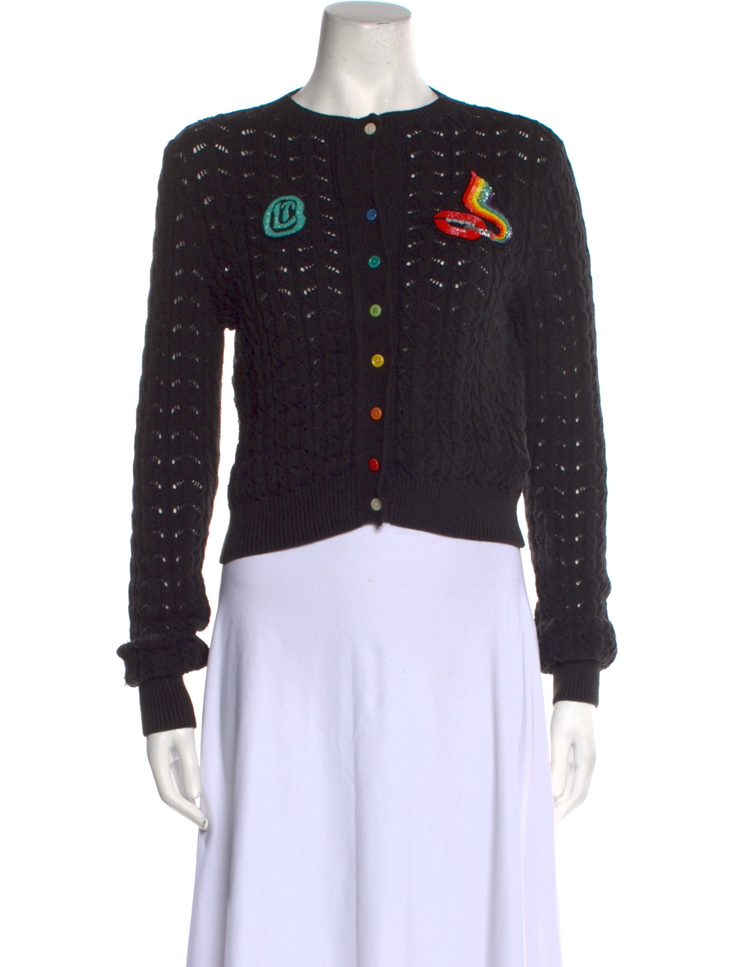Olympia Le-Tan Graphic Print Crew Neck Sweater - Black Knitwear 