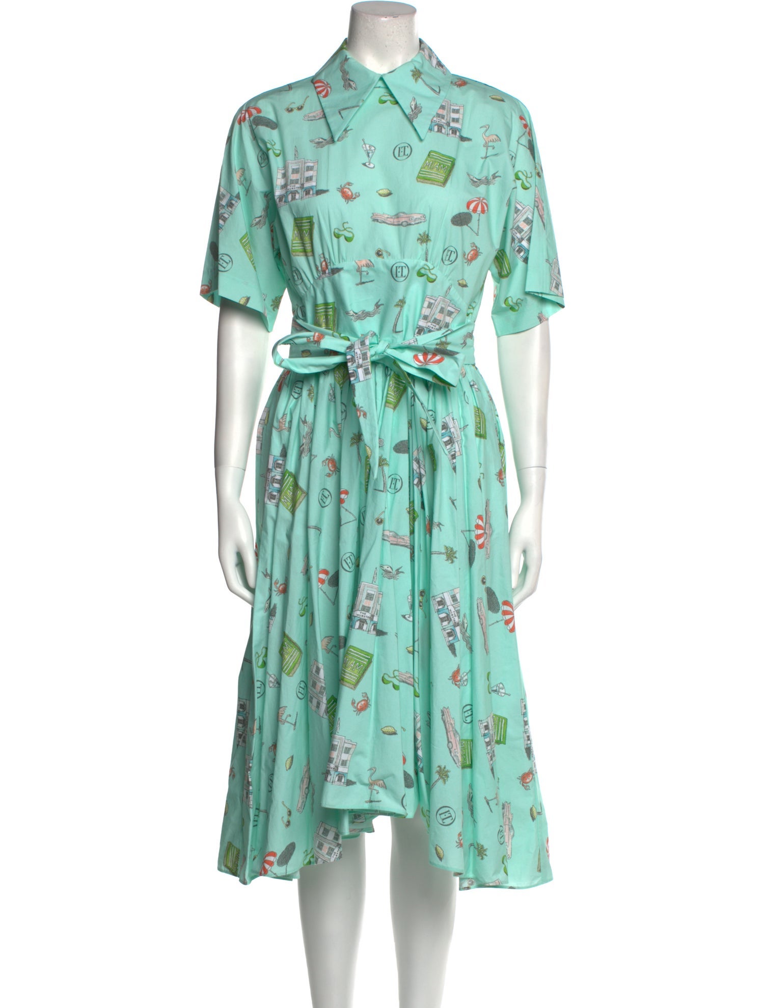Olympia Le-Tan Printed Midi Length Dress