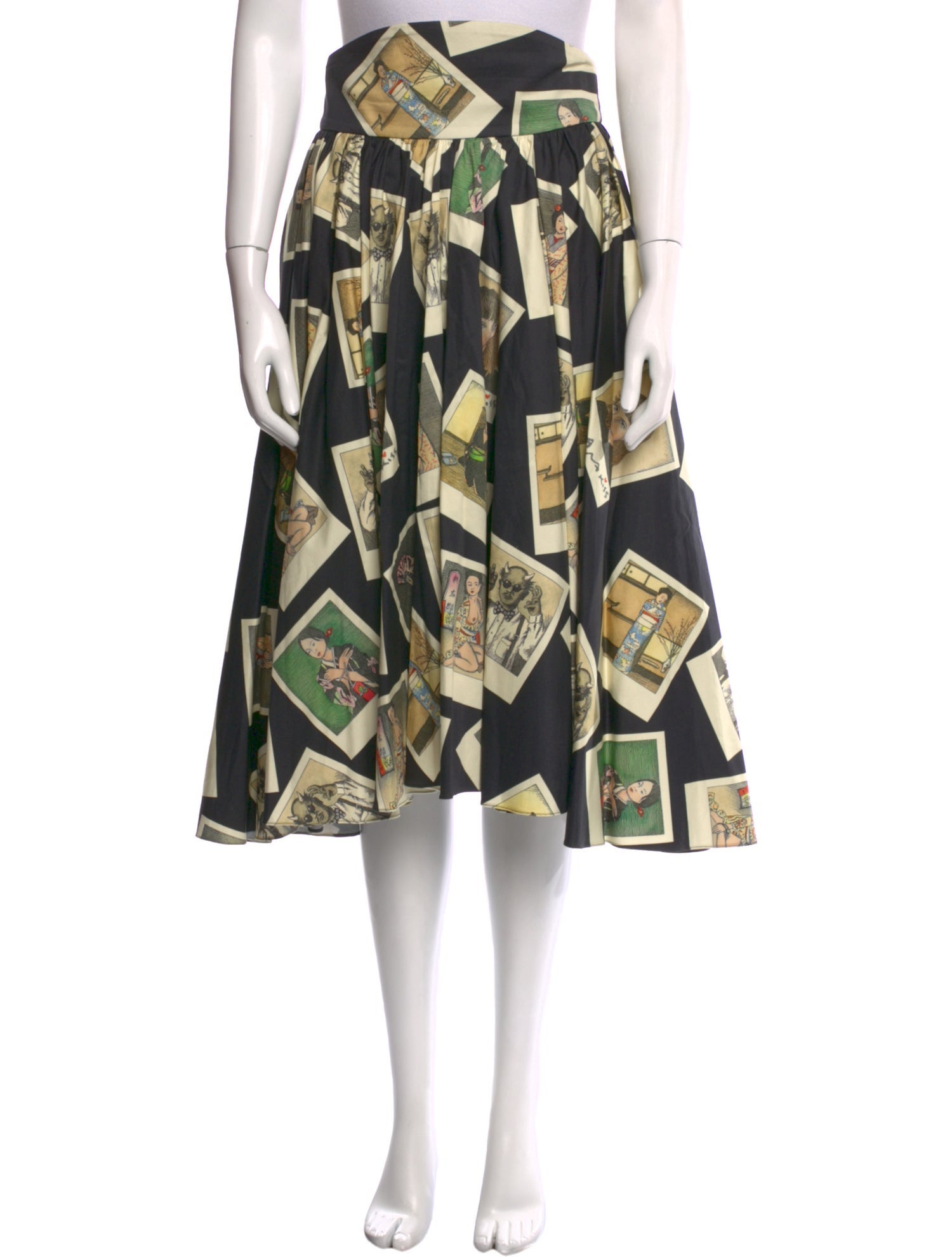 Olympia Le-Tan Printed Midi Length Skirt