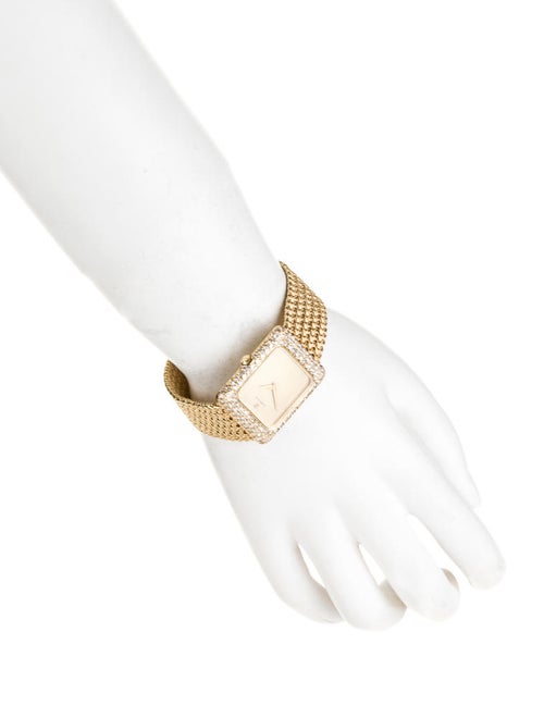 Omega 18K Gold Mesh Bracelet Diamond Watch