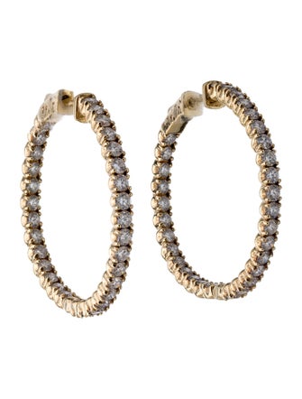 Jack Sutton 14K 4.96ctw Diamond Inside-Outside Hoop Earrings