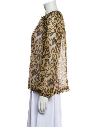 On The Island Silk Animal Print Blouse
