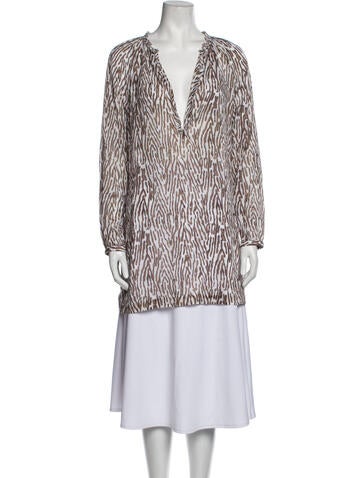 On The Island Tops Animal Print V-Neck Tunic S