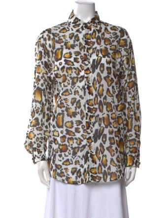On The Island Printed Mock Neck Button-Up Top