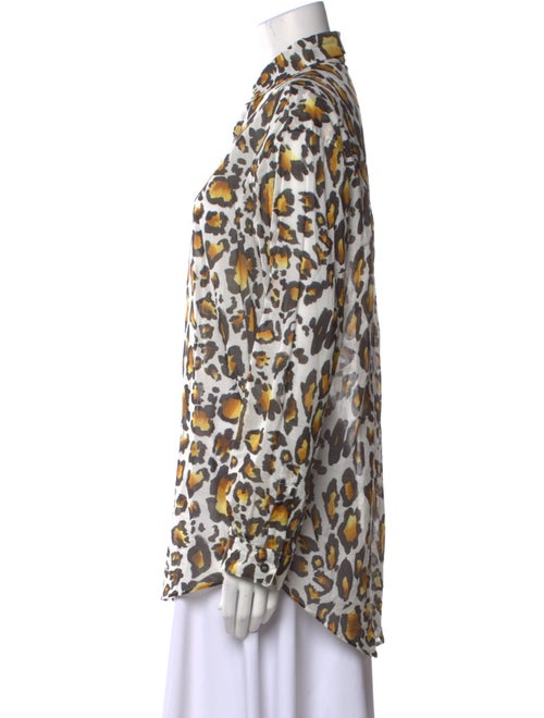 On The Island Printed Mock Neck Button-Up Top