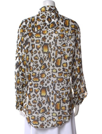 On The Island Printed Mock Neck Button-Up Top