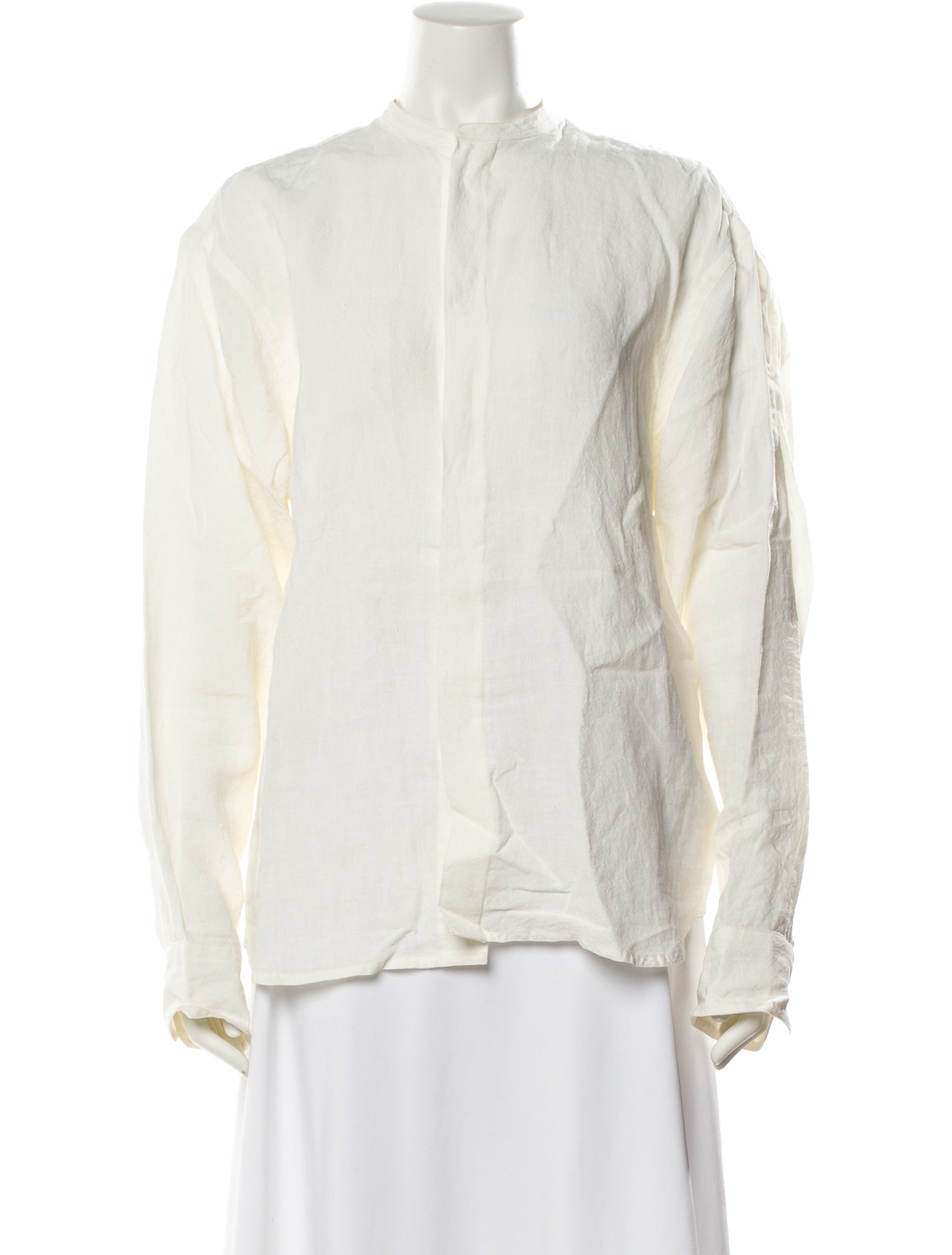 Sophie d'Hoore Mock Neck Long Sleeve Button-Up Top