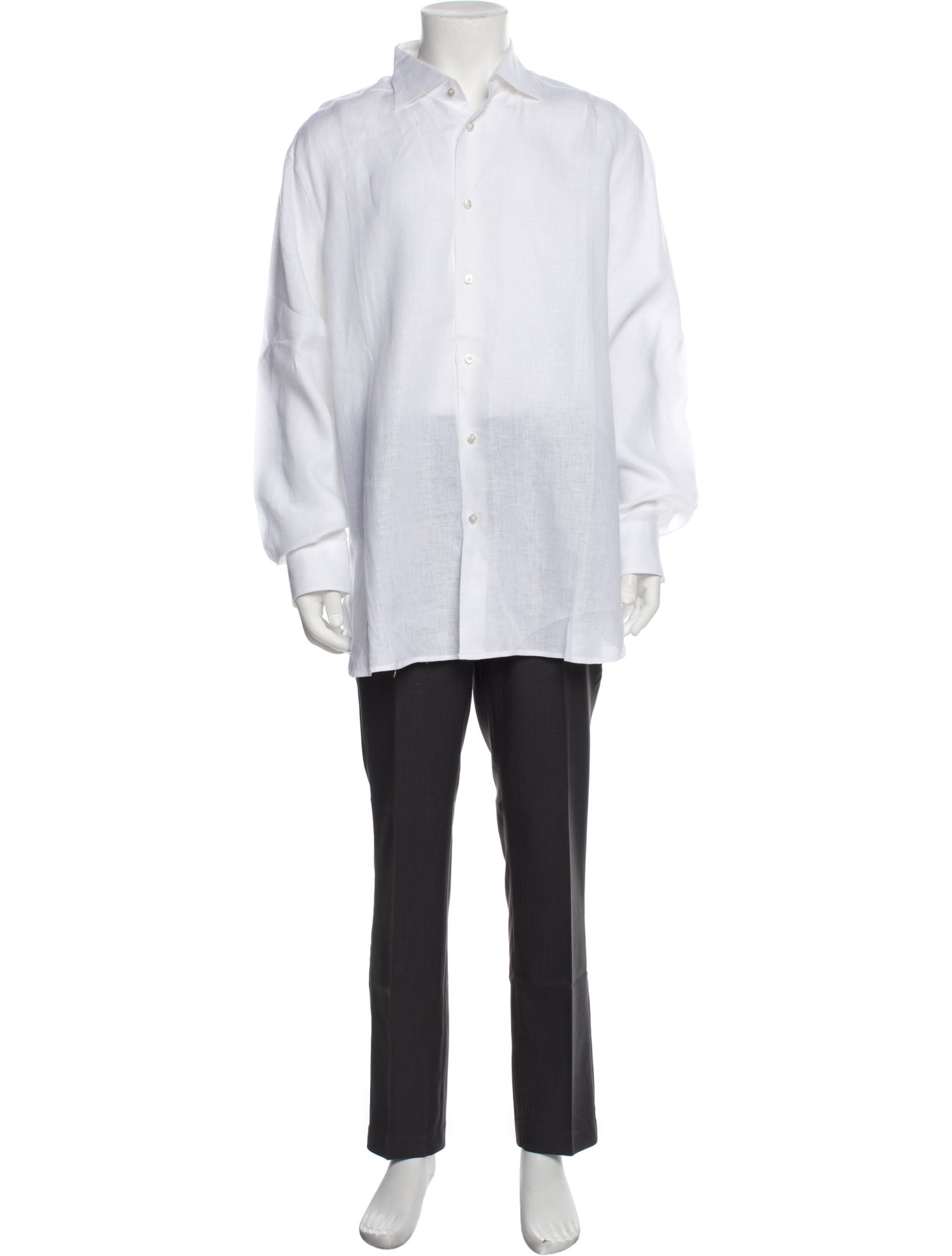 100% Capri Linen Long Sleeve Shirt - White Casual Shirts, Clothing ...