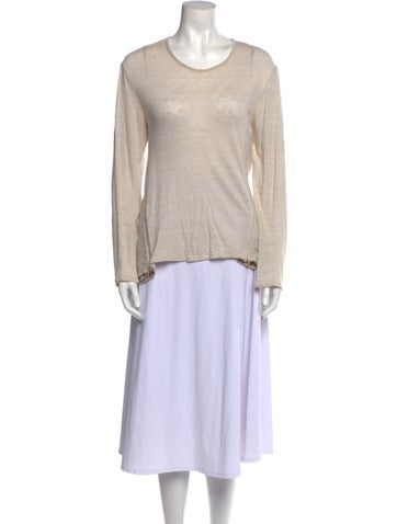 100% Capri Tops Linen Scoop Neck Sweatshirt L
