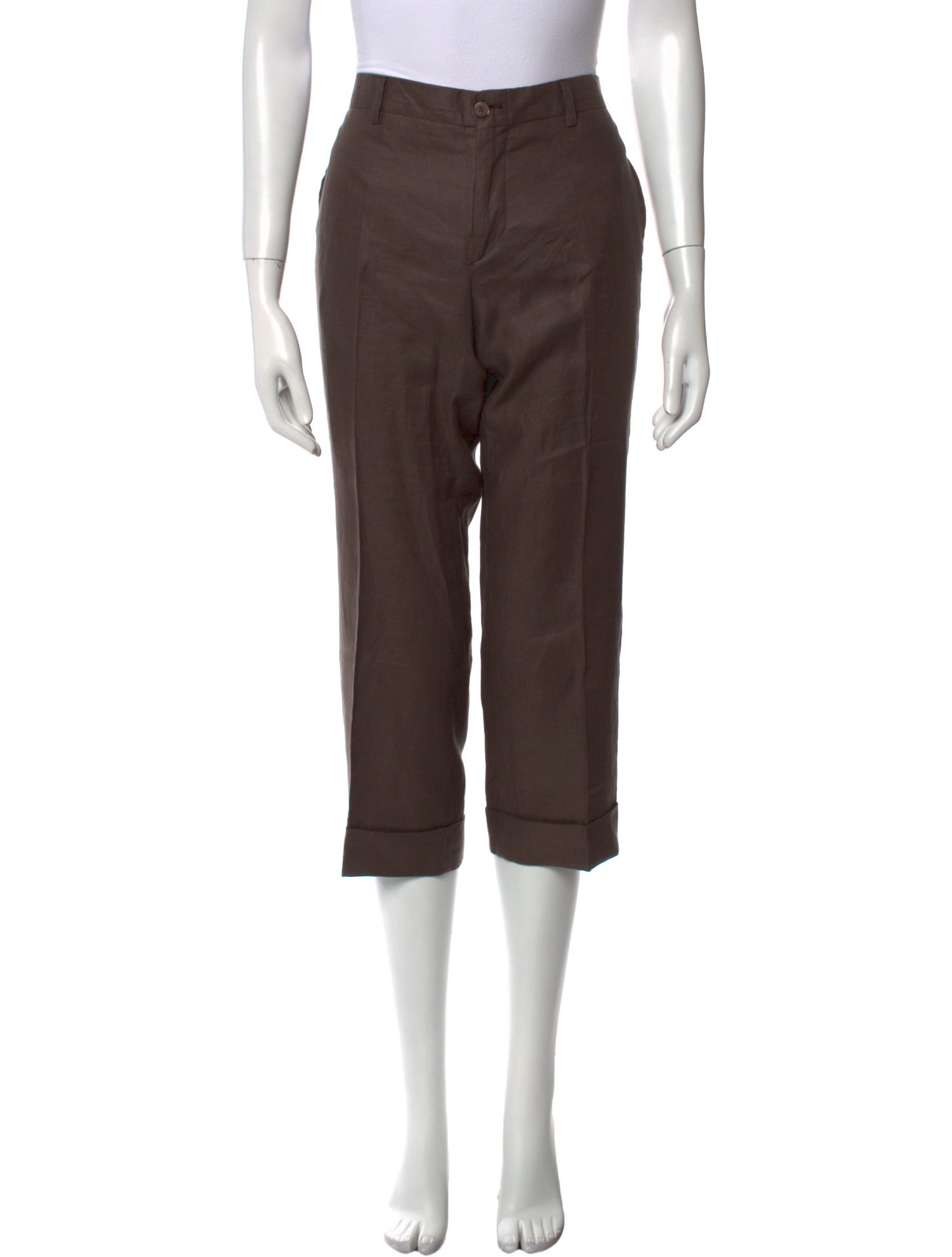 100% Capri Linen Straight Leg Pants
