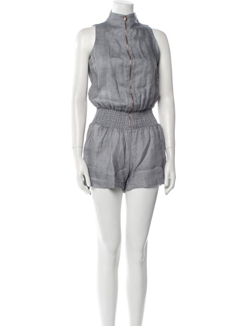 100% Capri Linen Mock Neck Romper