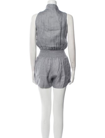 100% Capri Linen Mock Neck Romper