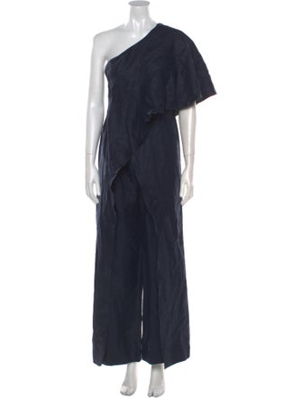 100% Capri Linen One-Shoulder Jumpsuit