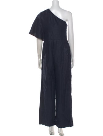 100% Capri Linen One-Shoulder Jumpsuit