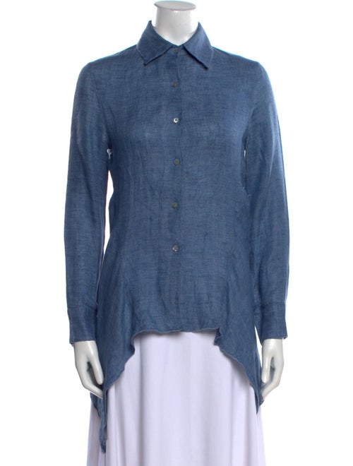 100% Capri Linen Long Sleeve Button-Up Top