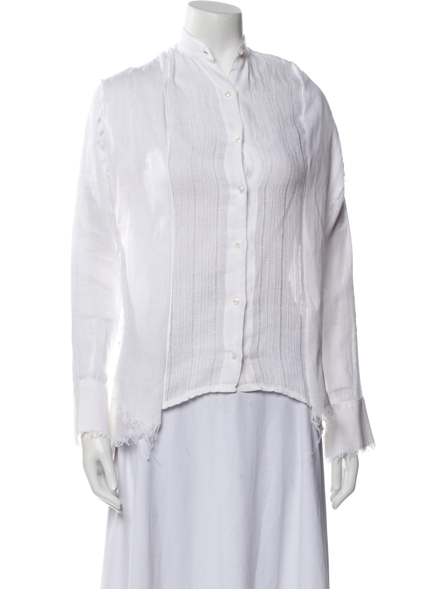 100% Capri Linen Striped Button-Up Top