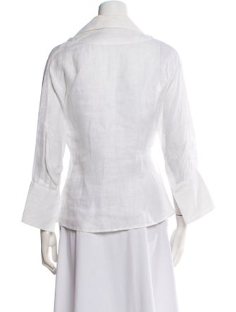 100% Capri Linen Three-Quarter Sleeve Button-Up Top