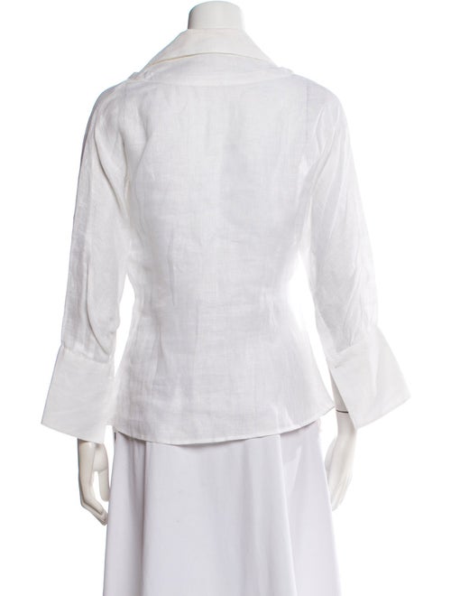 100% Capri Linen Three-Quarter Sleeve Button-Up Top