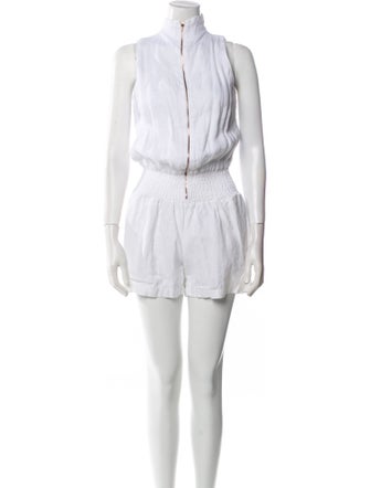 100% Capri Linen Mock Neck Romper