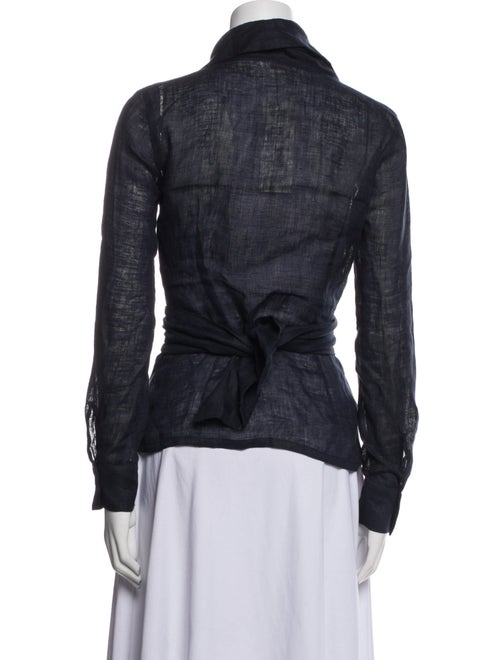 100% Capri V-Neck Long Sleeve Button-Up Top