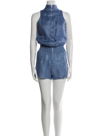 100% Capri Linen Turtleneck Romper