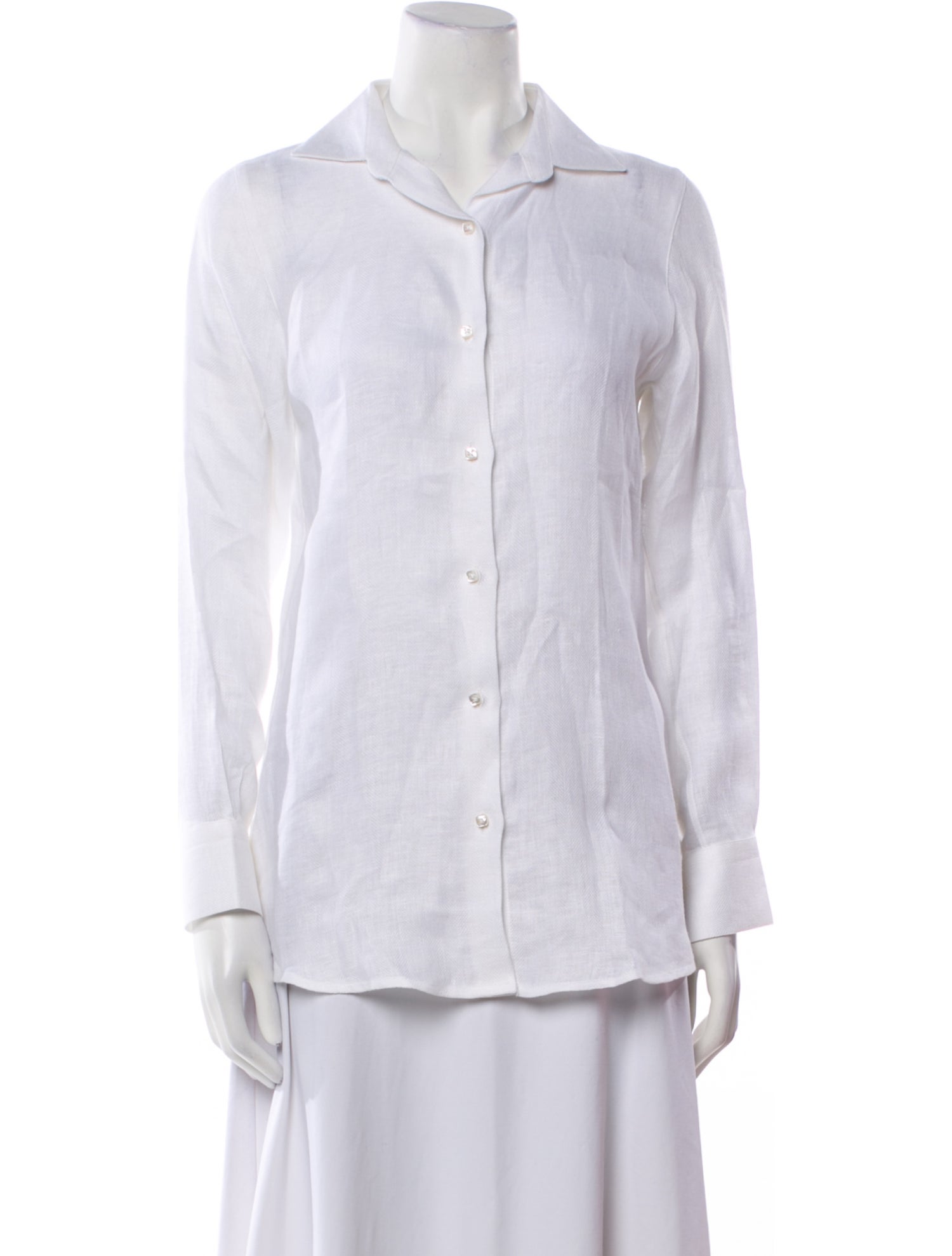 100% Capri Linen Long Sleeve Button-Up Top