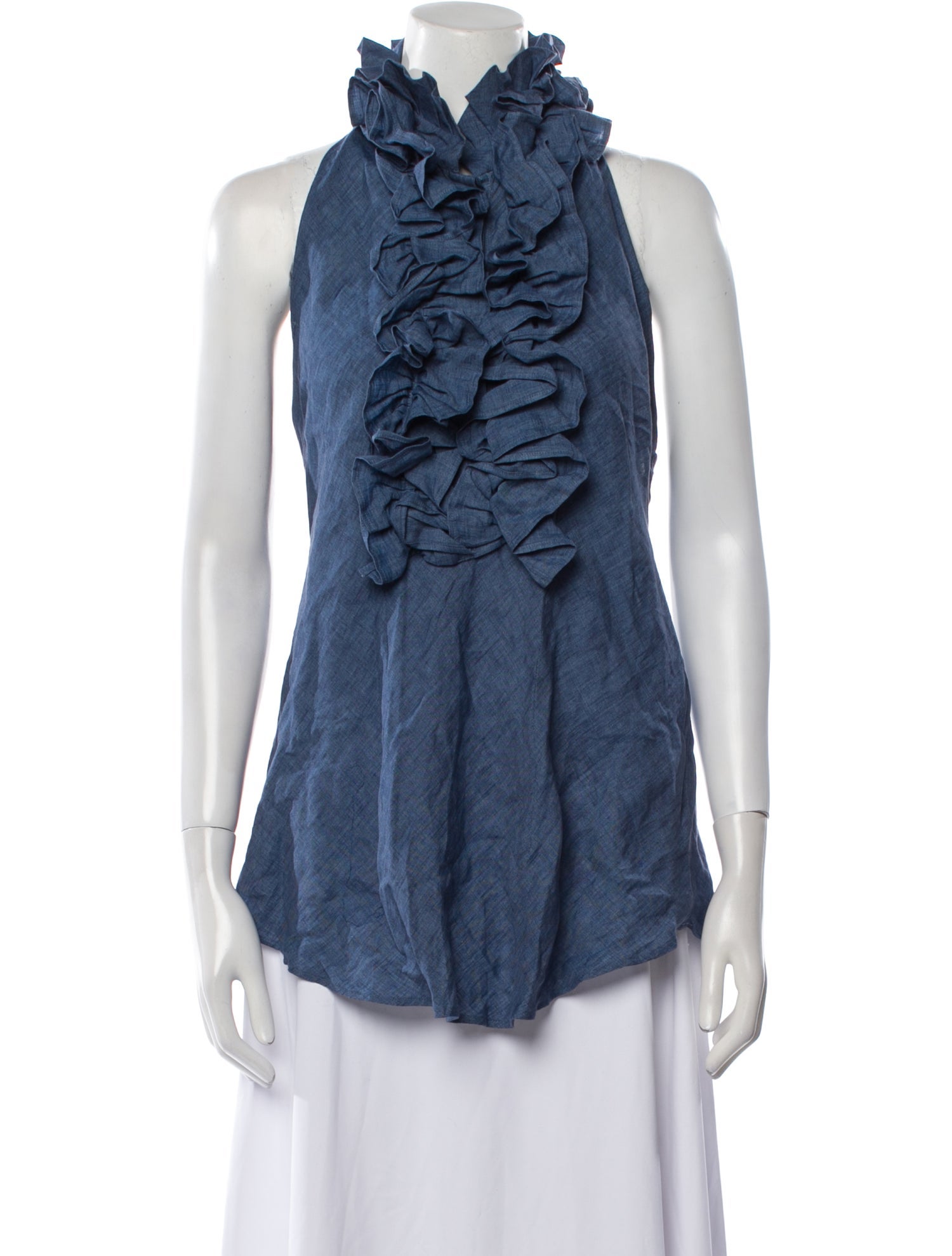 100% Capri Linen Cowl Neck Blouse