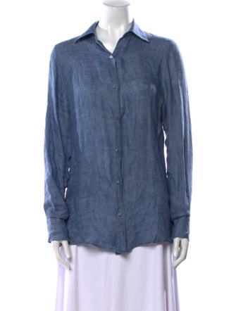 100% Capri Linen Long Sleeve Button-Up Top