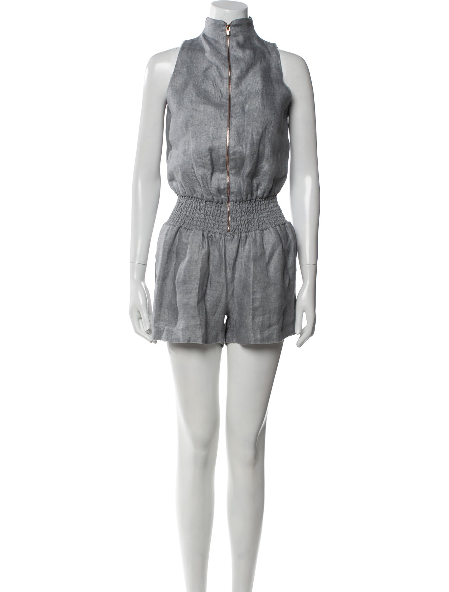 100% Capri Linen Mock Neck Romper