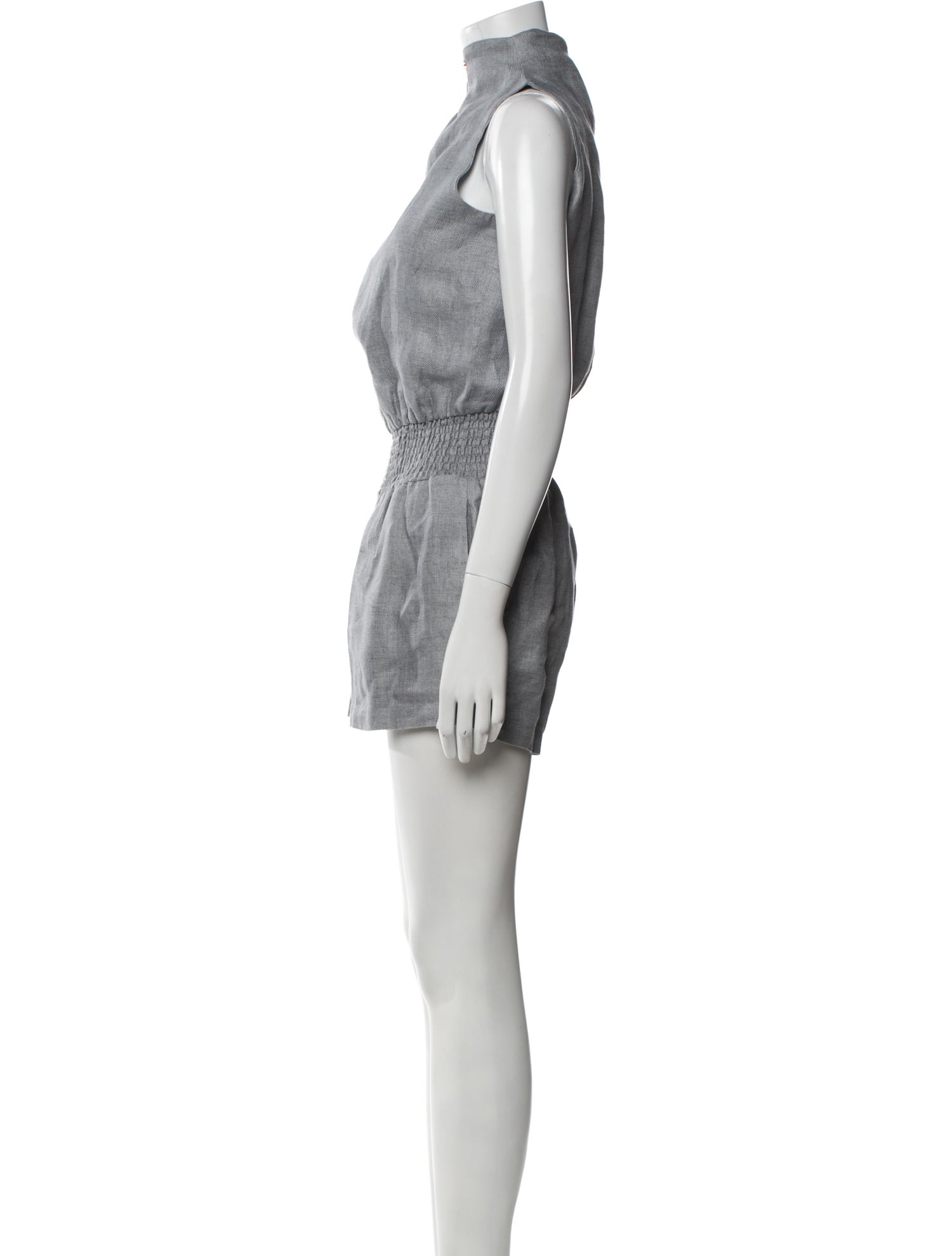 100% Capri Linen Mock Neck Romper