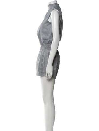 100% Capri Linen Mock Neck Romper