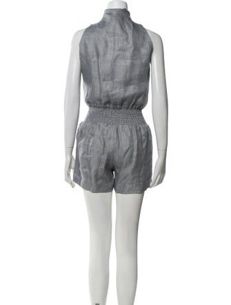 100% Capri Linen Mock Neck Romper