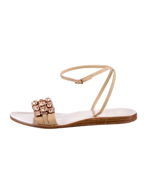 100% Capri Leather Crystal Embellishments Sandals