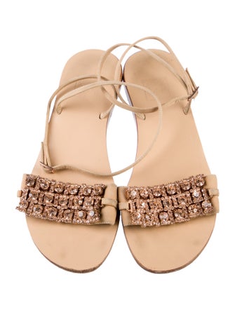 100% Capri Leather Crystal Embellishments Sandals