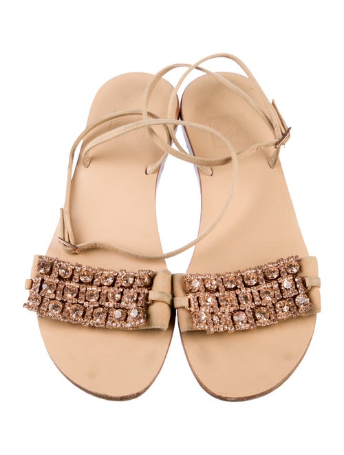 100% Capri Leather Crystal Embellishments Sandals