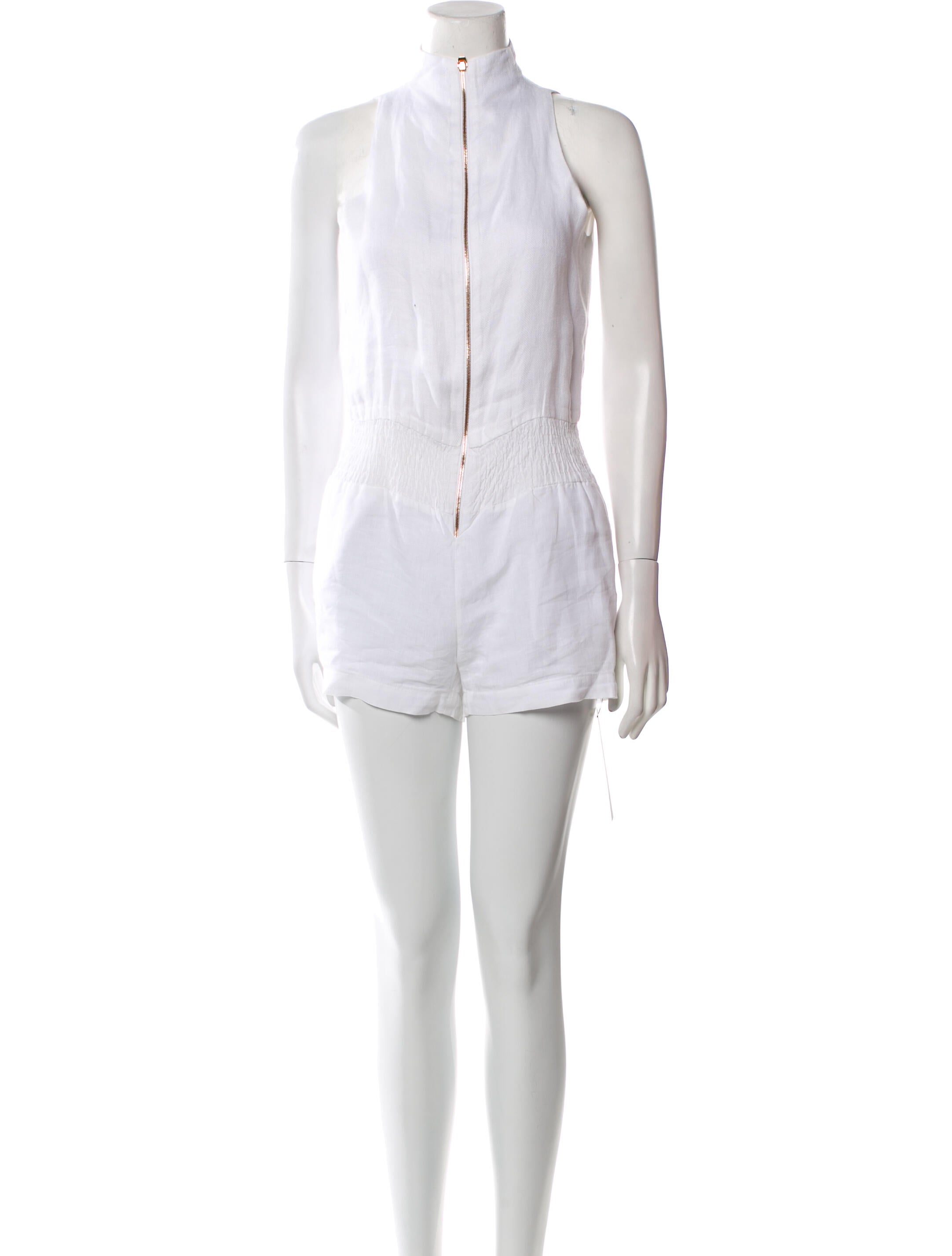 100% Capri Linen Mock Neck Romper