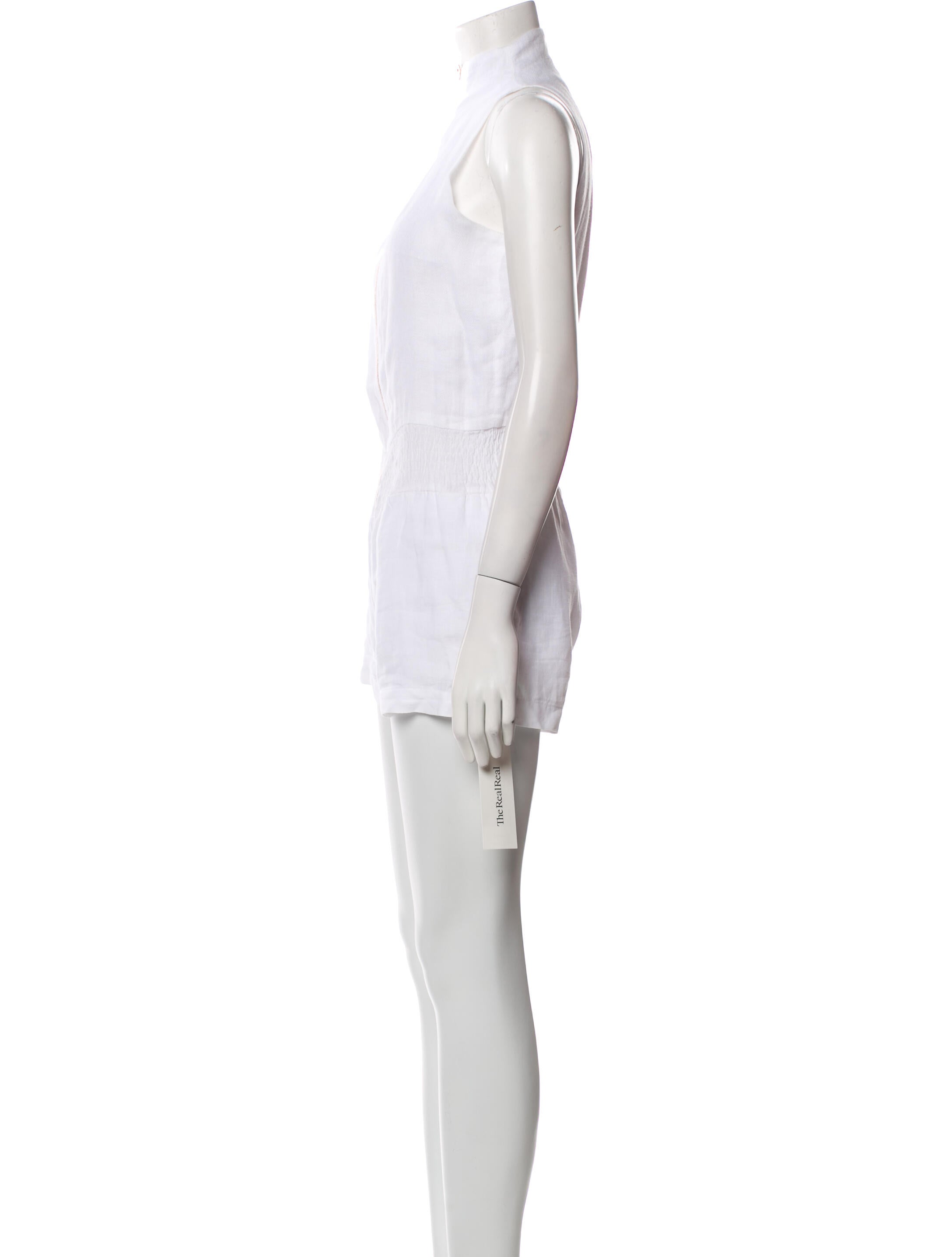 100% Capri Linen Mock Neck Romper