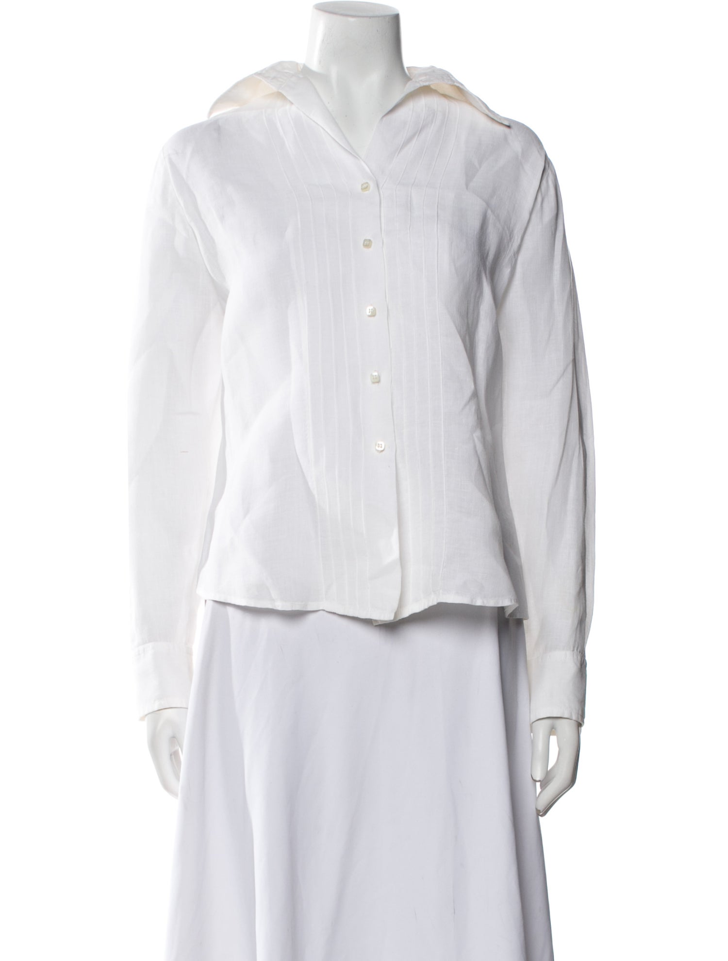 100% Capri Linen Long Sleeve Button-Up Top