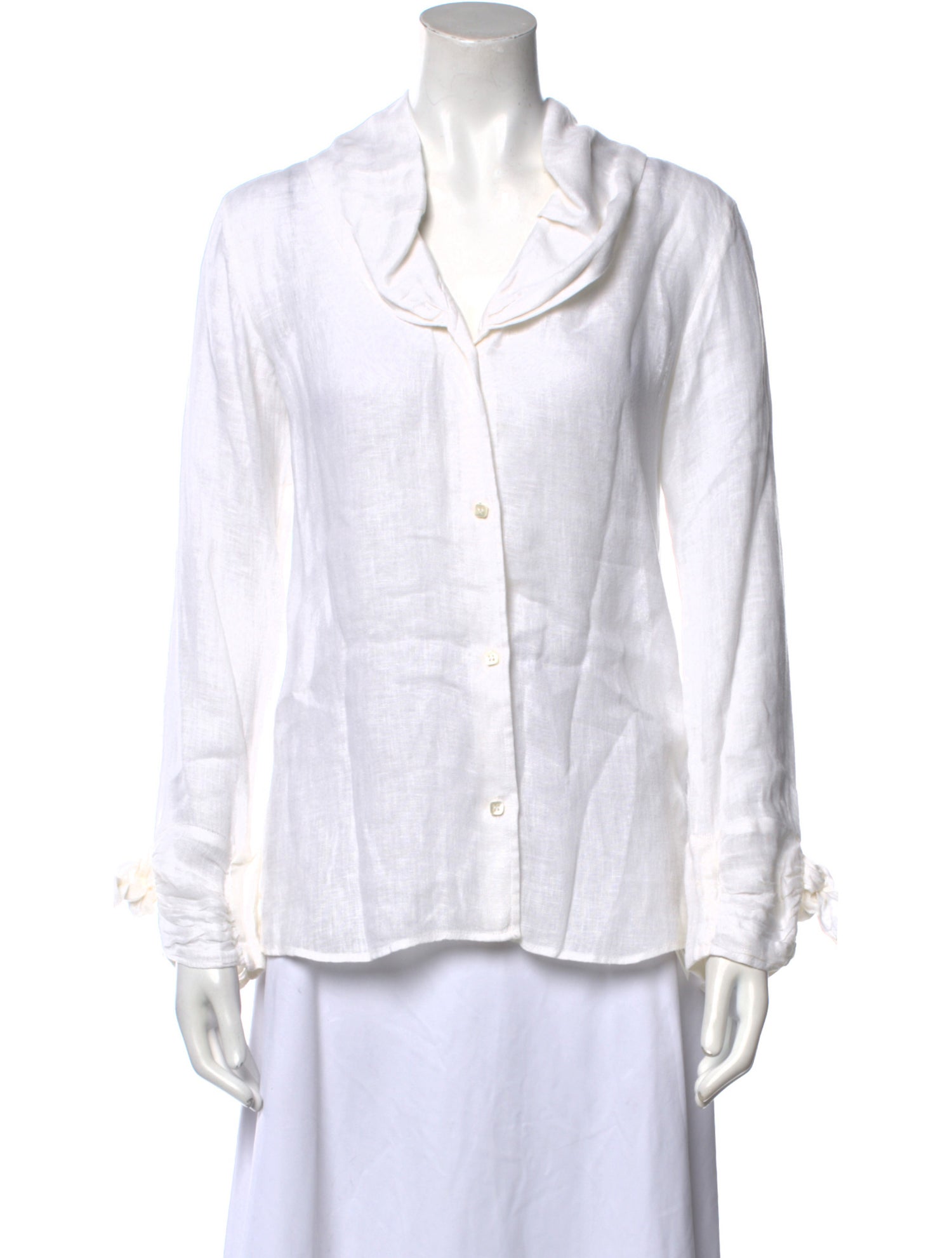 100% Capri Linen Long Sleeve Button-Up Top